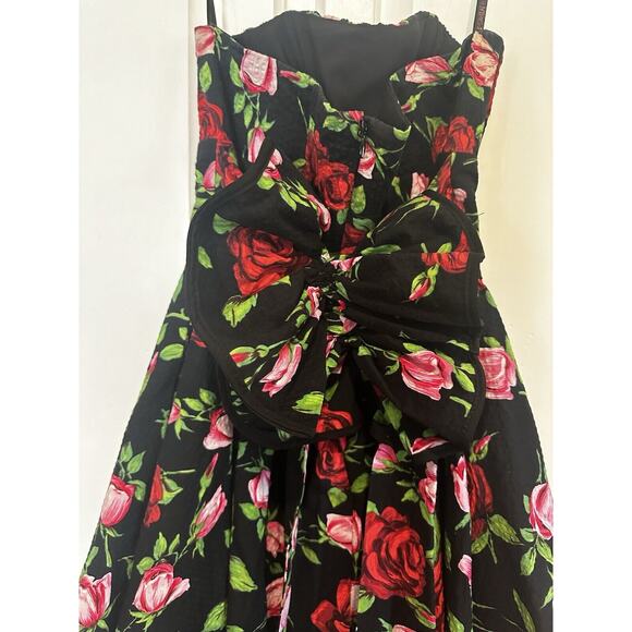 Betsey Johnson Collection Rose Dress Size 2 Y2K Strapless Tie Back Bow Floral - Picture 5 of 13